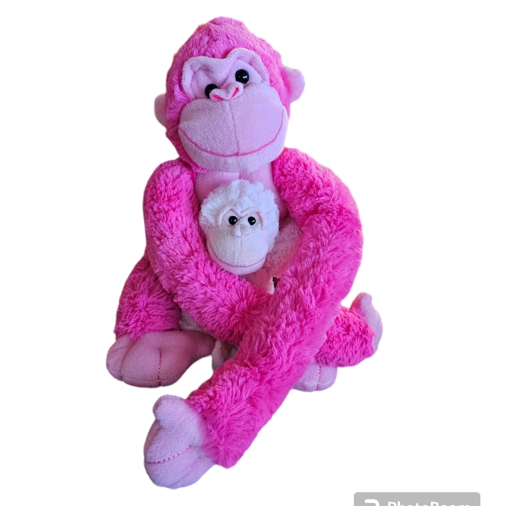 2008 Animal Alley Toys R Us Exclusive Mama & Baby Pink Gorilla Plush Rare Find!
